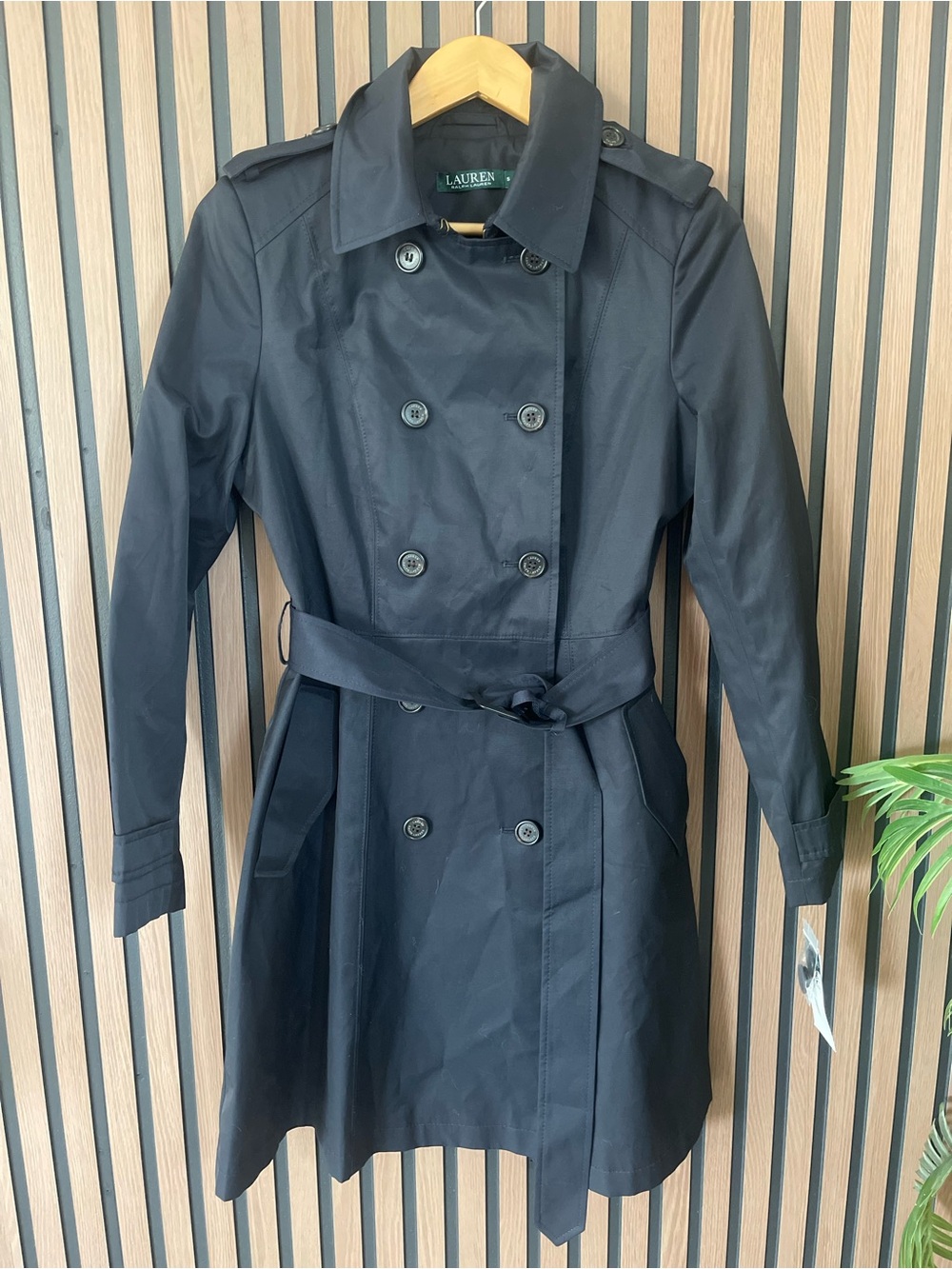 Lauren Ralph Lauren Navy Double Breasted Belted Trench Coat